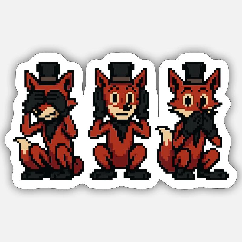 Fuchs im Style der 3 Affen - Sticker Größe S (10 x 10 cm) - Mattweiß