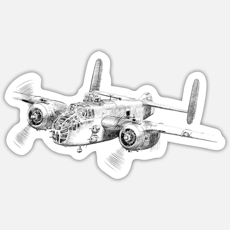 B-25 - Sticker size S (10 x 10 cm) - white matte