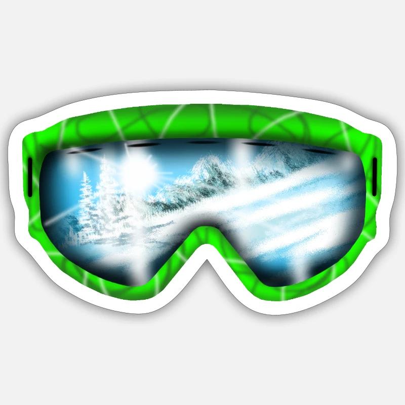 Gletscherblick Neon Goggle Design - Sticker Größe S (10 x 10 cm) - Mattweiß