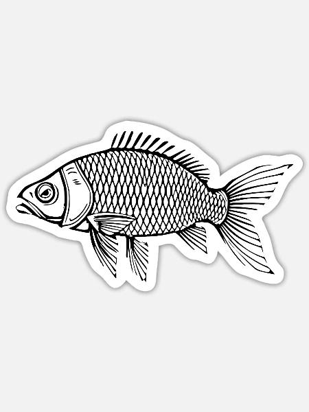 Fisch Shirt Fischmotiv,Angelbekleidung Geschenk - Sticker Größe S (10 x 10 cm) - Mattweiß