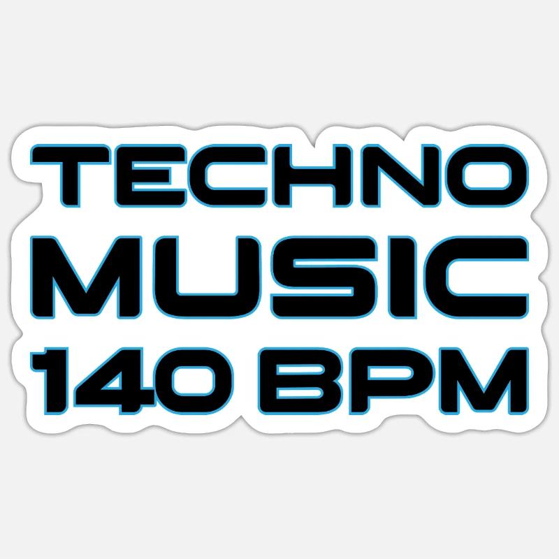 Techno Neon 140 BPM - Sticker size S (10 x 10 cm) - white matte