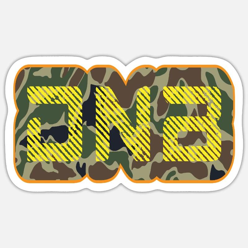 DNB Camo Glyphs Neon - Sticker size S (10 x 10 cm) - white matte