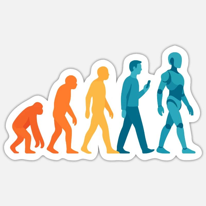 Évolution vers le contour du robot - Sticker taille S (10 x 10 cm) - blanc mat
