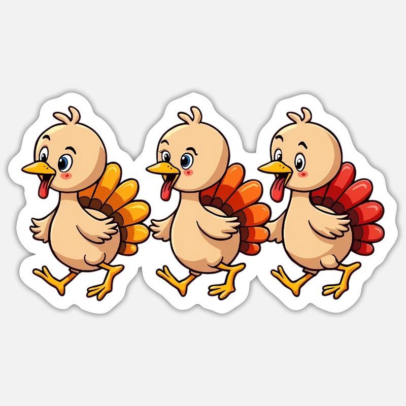 Bébé dinde de Thanksgiving - Sticker taille S (10 x 10 cm) - blanc mat