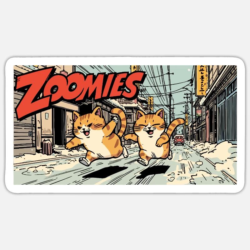 Course de chat anime Sticker taille S (10 x 10 cm)