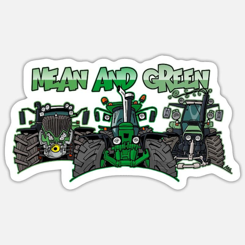 Tracteurs Différents et Verts Sticker taille S (10 x 10 cm)