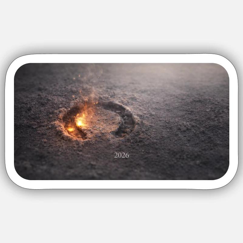 Hufspur im Ascheboden - Sticker Größe S (10 x 10 cm) - Mattweiß