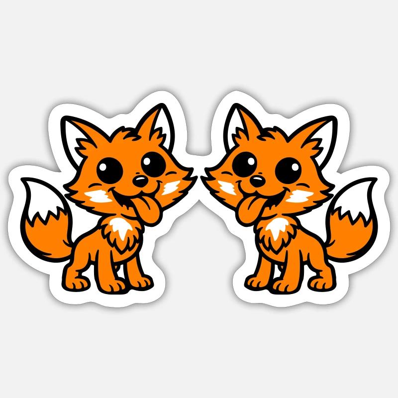 Fuchs Paar - Sticker Größe S (10 x 10 cm) - Mattweiß