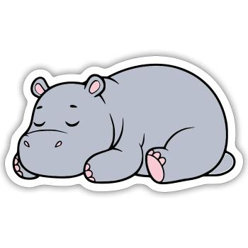 Hippopotame endormi Vecteur paresseux fatigué - Sticker taille S (10 x 10 cm) - blanc mat - Devant