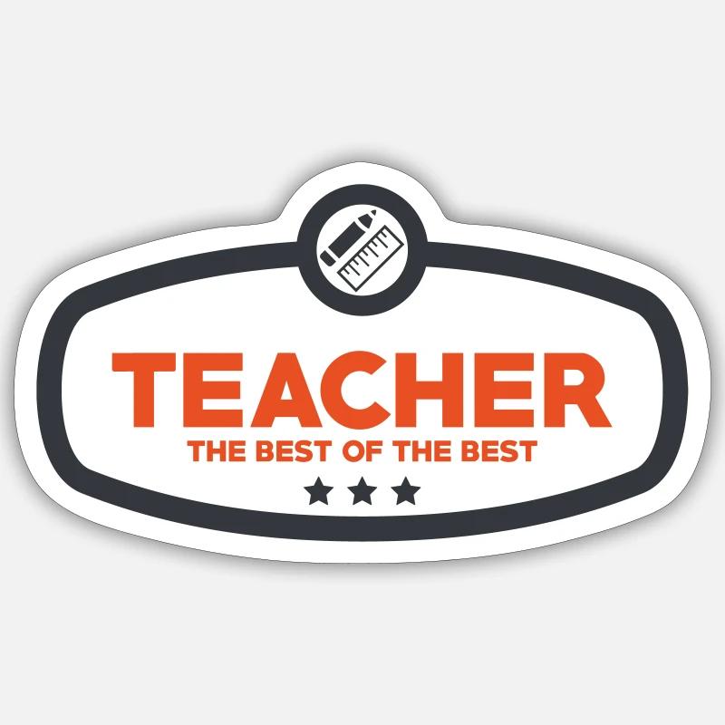 Der beste Lehrer: Ret-Schul-Abzeichendesign - Sticker Größe S (10 x 10 cm) - Mattweiß