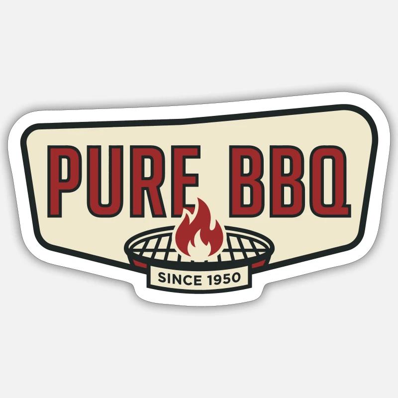 Pur Barbecue Rétro Pitmaster Grillade - Sticker taille S (10 x 10 cm) - blanc mat