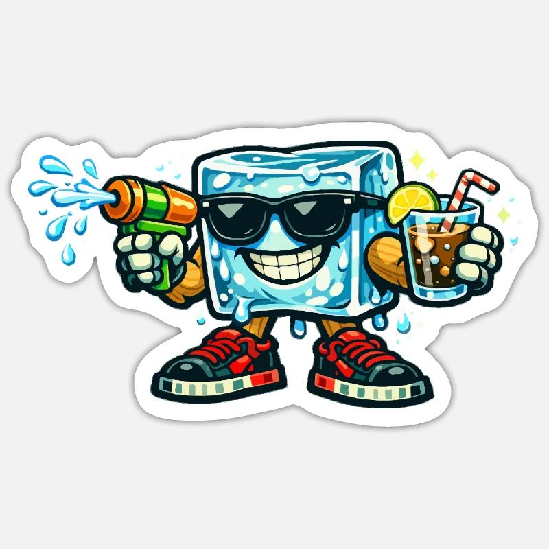 Éclaboussure d’été du bloc de glace - Sticker taille S (10 x 10 cm) - blanc mat