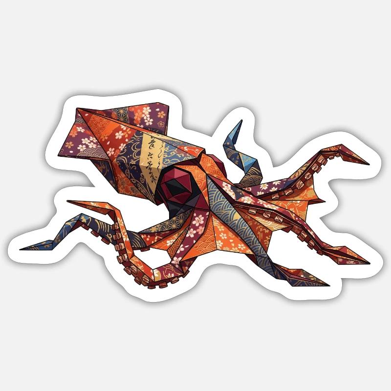 Origami-Krabben-Patchwork - Sticker Größe S (10 x 10 cm) - Mattweiß