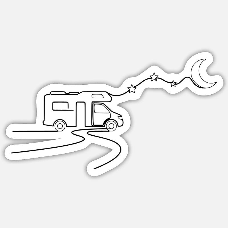 Étoiles de camping-car lune - Sticker taille S (10 x 10 cm) - blanc mat