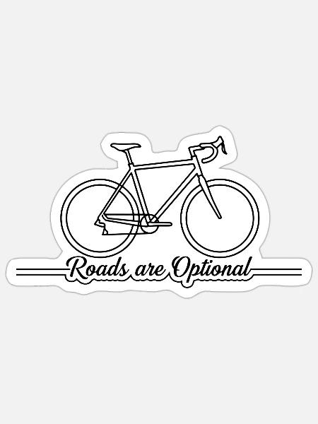 Straßen sind optional Gravel-Bike-Linienkunst - Sticker Größe S (10 x 10 cm) - Mattweiß