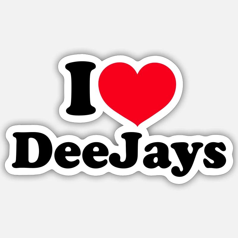 J’adore les DeeJays - Sticker taille S (10 x 10 cm) - blanc mat