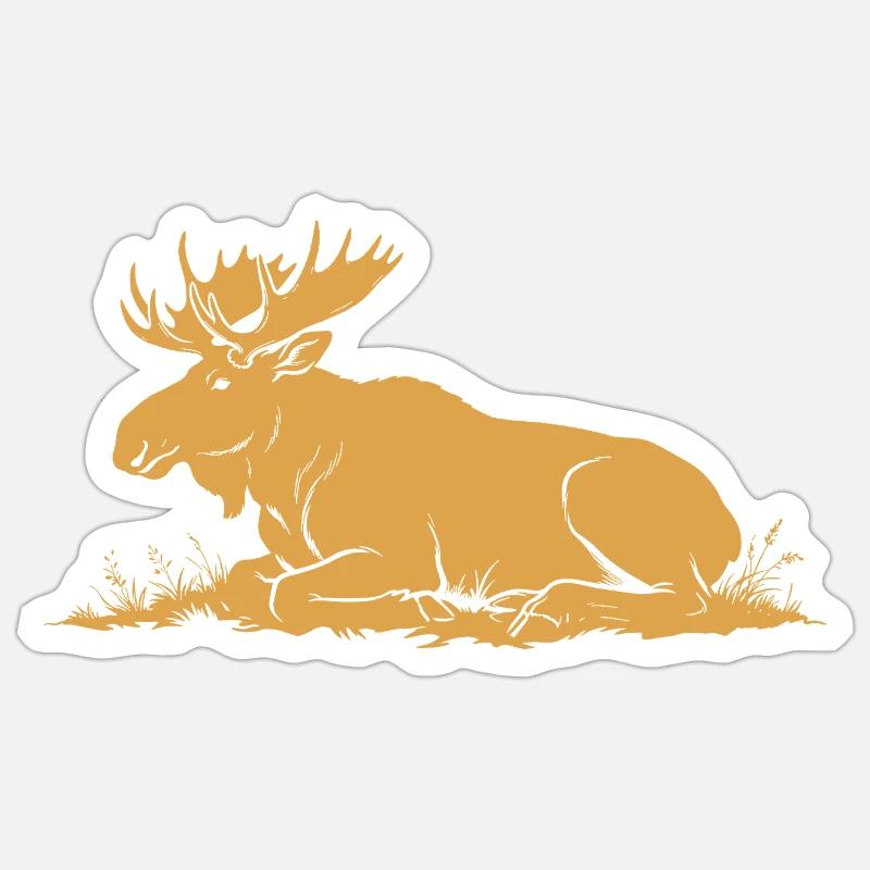 Elch - Sticker Größe S (10 x 10 cm) - Mattweiß
