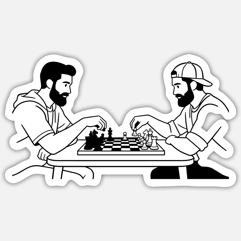 Schach - Sticker Größe S (10 x 10 cm) - Mattweiß