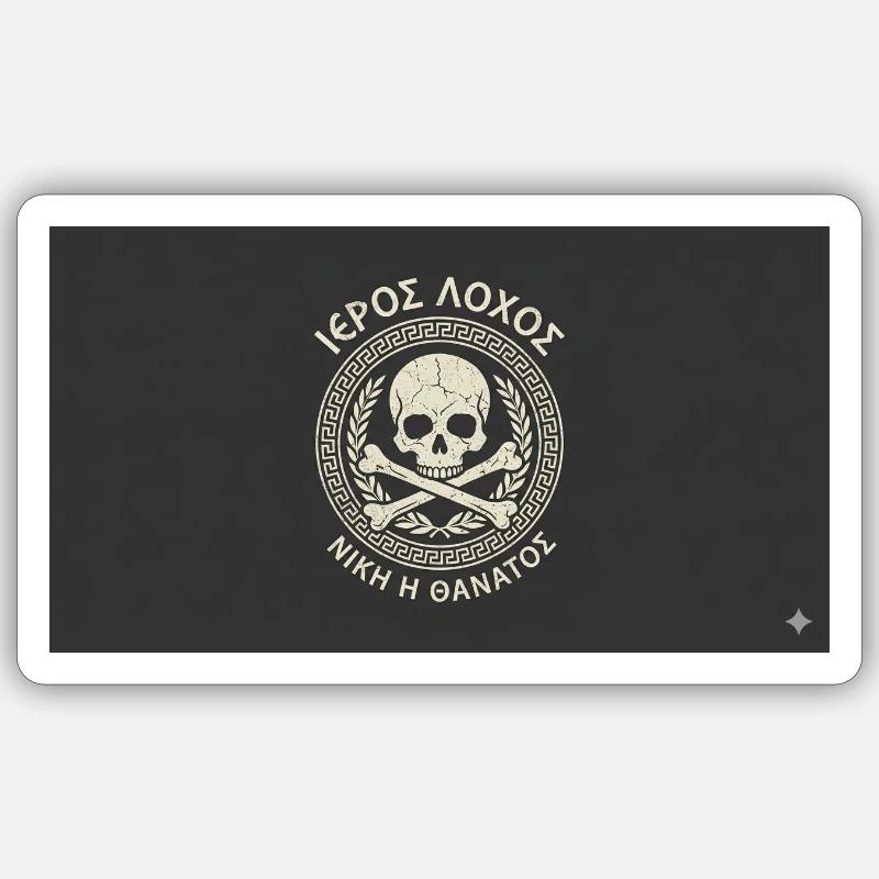 Skull in Laurel Circle Pattern - Sticker size S (10 x 10 cm) - white matte