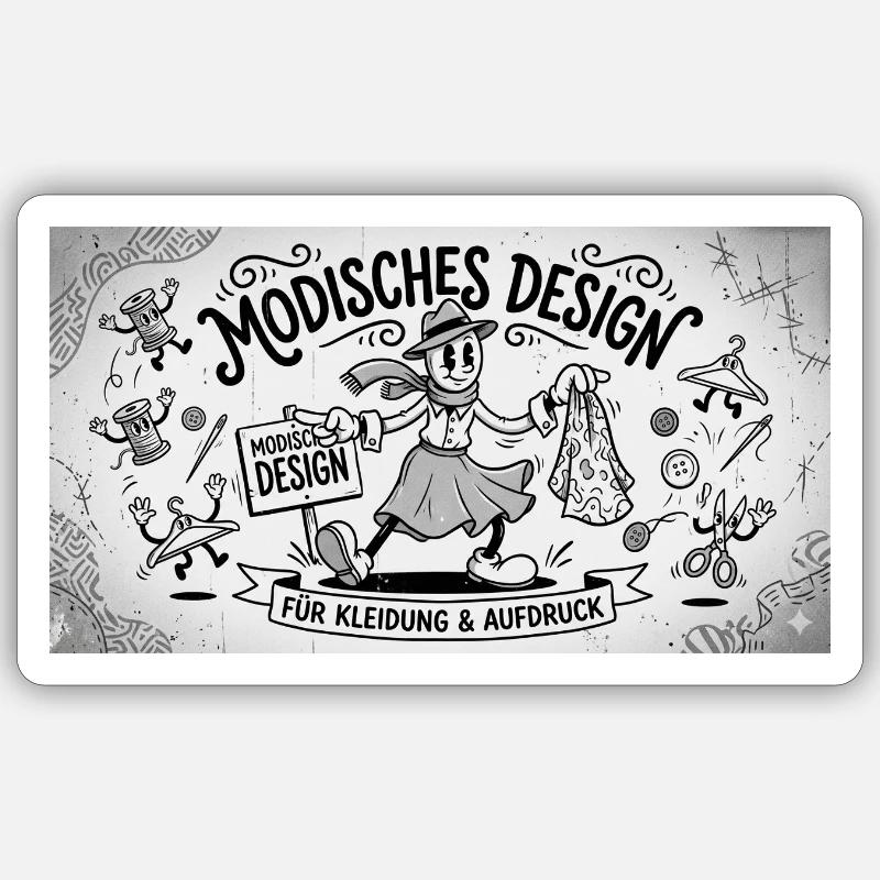 Nähkunst Modedesign Comic - Sticker Größe S (10 x 10 cm) - Mattweiß