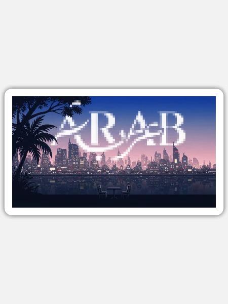 Nachtstadt Neon Panorama - Sticker Größe S (10 x 10 cm) - Mattweiß