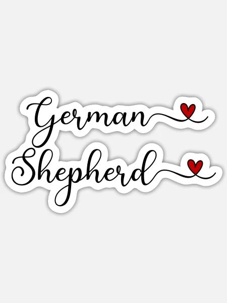 Deutscher Schäferhund mit Herz - Sticker Größe S (10 x 10 cm) - Mattweiß