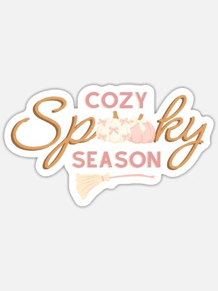 Cozy Spooky Season Design - Sticker Größe S (10 x 10 cm) - Mattweiß