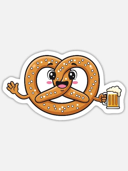 Brezn-Alarm – Brezel Wiesen Bierfest - Sticker Größe S (10 x 10 cm) - Mattweiß