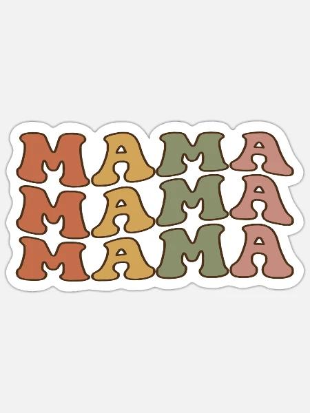 Retro Mama in warmen Tönen - Sticker Größe S (10 x 10 cm) - Mattweiß
