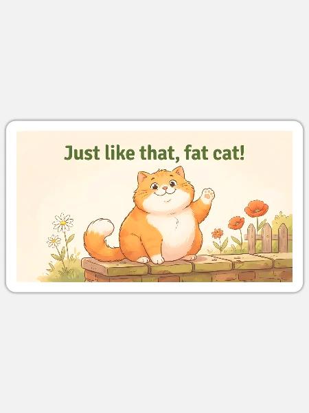 GENAU WIE DIESE FETTE KATZE - Sticker Größe S (10 x 10 cm) - Mattweiß