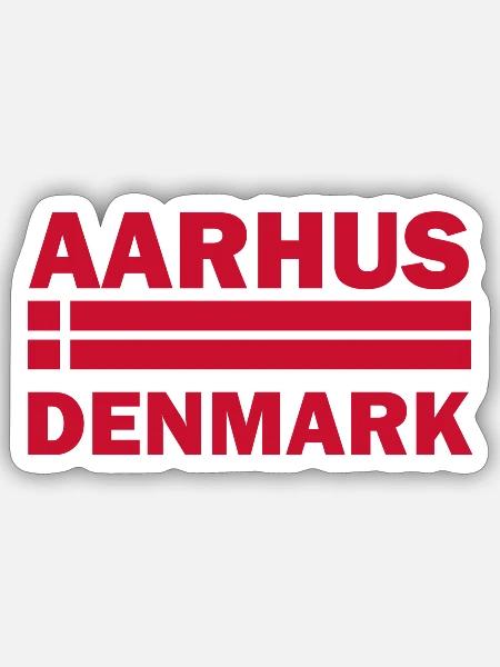 Aarhus Dänemark Stadtflagge - Sticker Größe S (10 x 10 cm) - Mattweiß