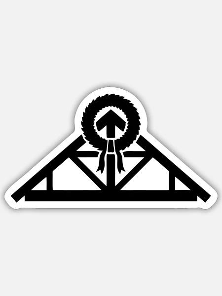 Dachstuhl Richtfest Grafik - Sticker Größe S (10 x 10 cm) - Mattweiß