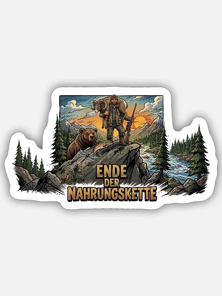 Ende_der_Nahrungskette_-_Jaeger - Sticker Größe S (10 x 10 cm) - Mattweiß