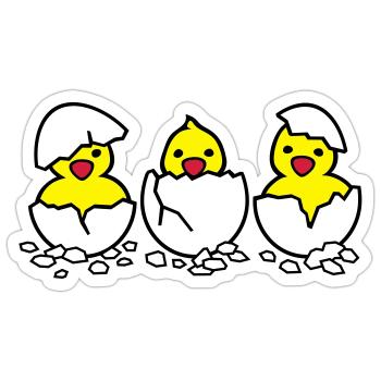 Drei aus dem Ei (c) - Sticker Größe S (10 x 10 cm) - Mattweiß - Vorne