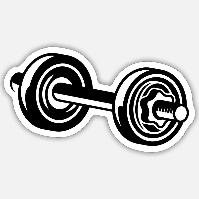 A dumbbell for training - Sticker size S (10 x 10 cm) - white matte