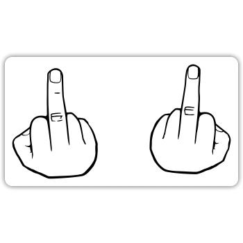 Mittelfinger, doppelter Stinkefinger - Sticker Größe S (10 x 10 cm) - Mattweiß - Vorne