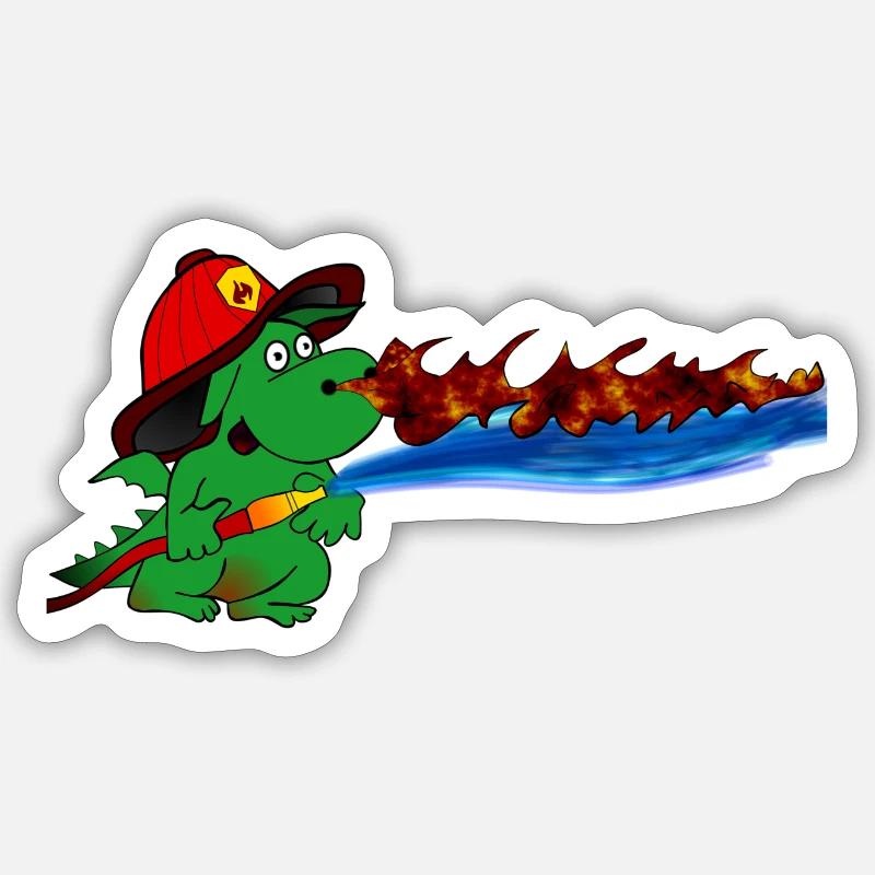 Fire Dragon Firefighter Hero Gift - Sticker size S (10 x 10 cm) - white matte