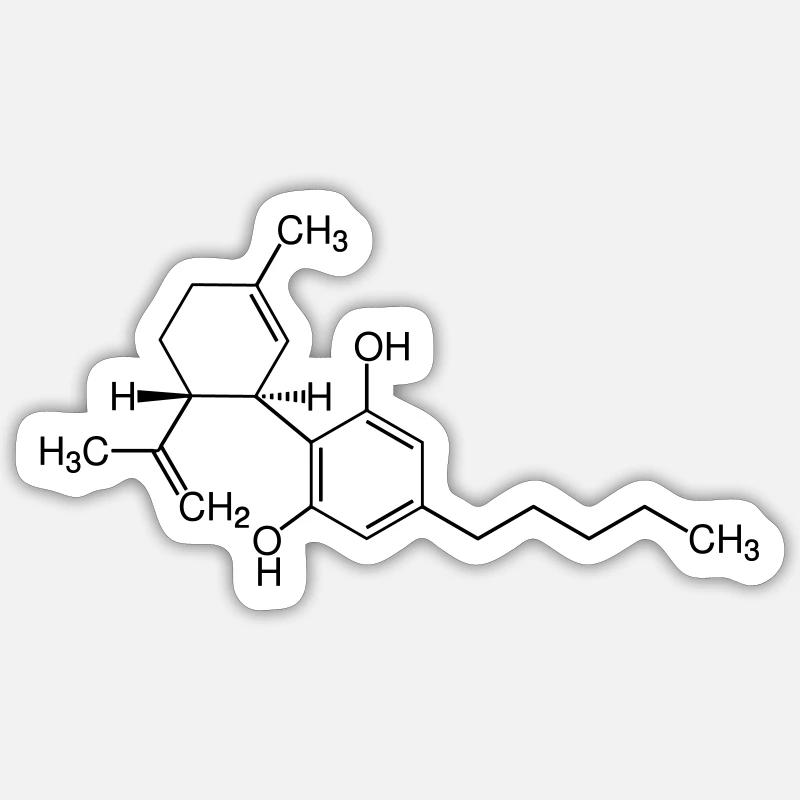 CBD - cannabidiol - Sticker size S (10 x 10 cm) - white matte