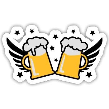 2 Mass Bier Bierkruege Flügel 3c Prost - Sticker Größe S (10 x 10 cm) - Mattweiß - Vorne