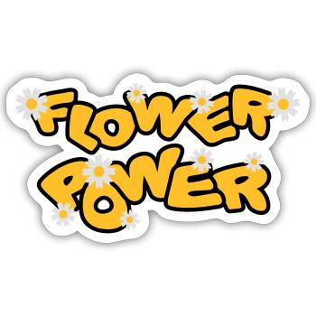 flower_power - Sticker taille S (10 x 10 cm) - blanc mat - Devant