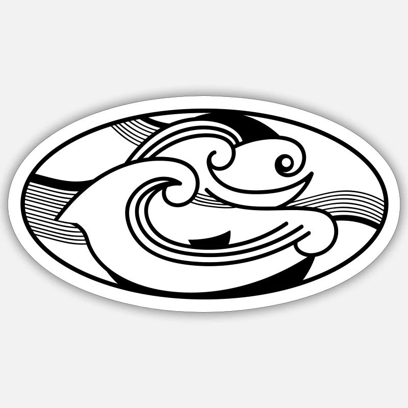 Vagues japonaises - Sticker taille S (10 x 10 cm) - blanc mat