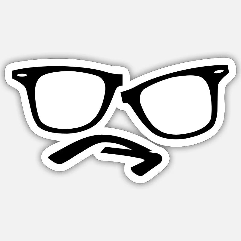 lunettes hippie nerd - Sticker taille S (10 x 10 cm) - blanc mat