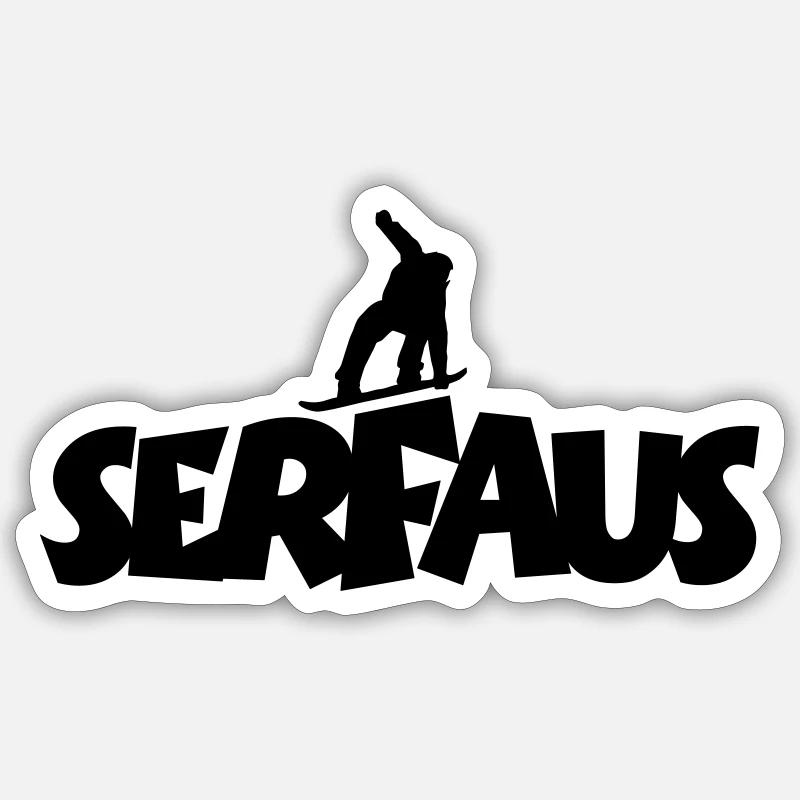 Serfaus Snowboard Snowboarding - Sticker taille S (10 x 10 cm) - blanc mat