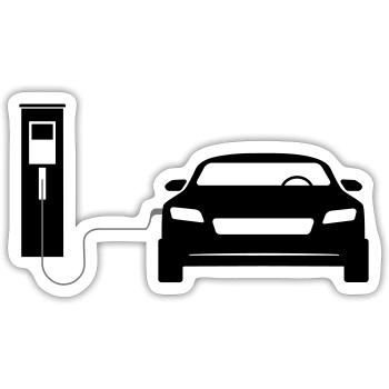 Stromtankstelle - Sticker Größe S (10 x 10 cm) - Mattweiß - Vorne