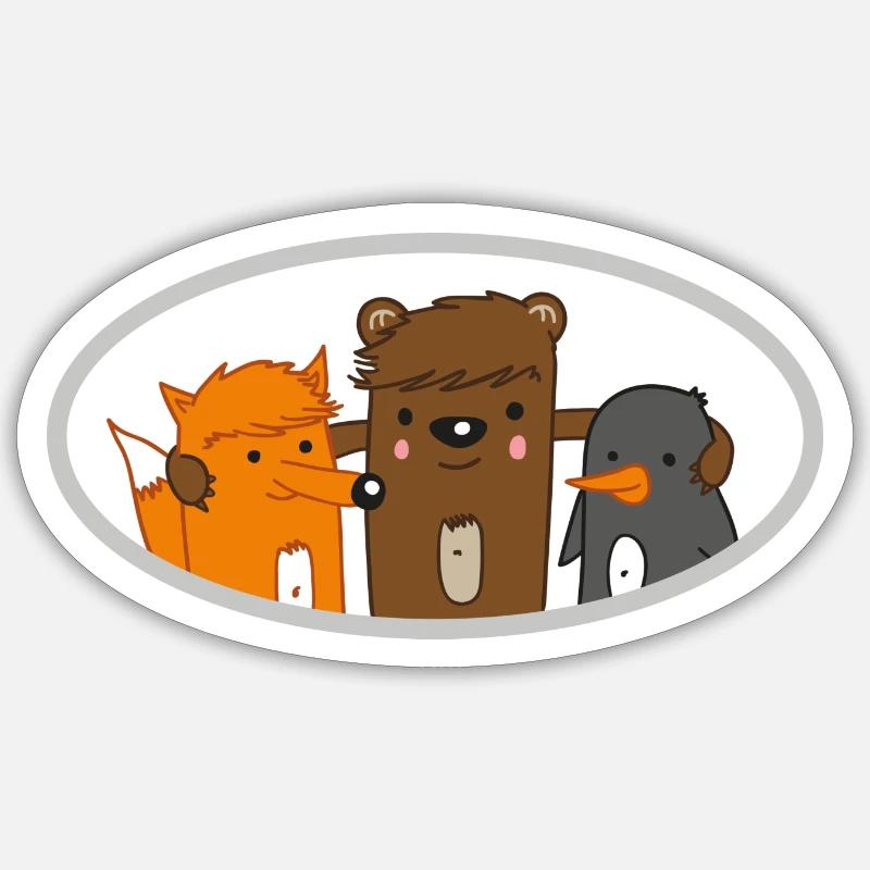3 Amis Sticker taille S (10 x 10 cm)
