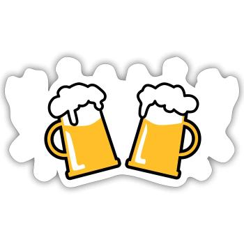 107 Deux 2 masse de bière 2 étoiles de santé - Sticker taille S (10 x 10 cm) - blanc mat - Devant