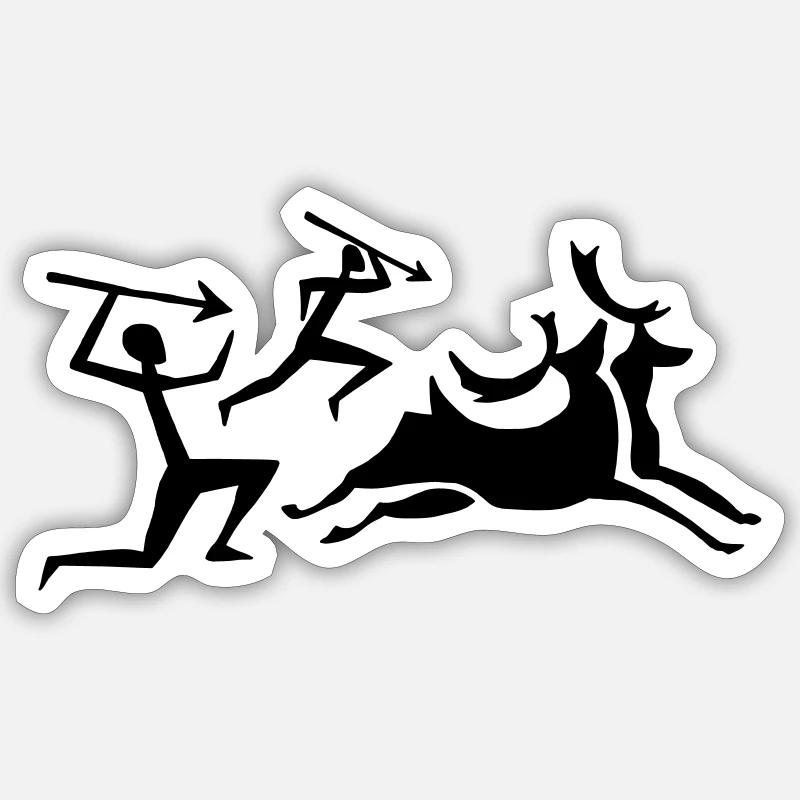 Chasseur de peintures rupestres - Sticker taille S (10 x 10 cm) - blanc mat