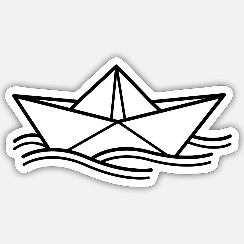 bateau de papier Sticker taille S (10 x 10 cm)