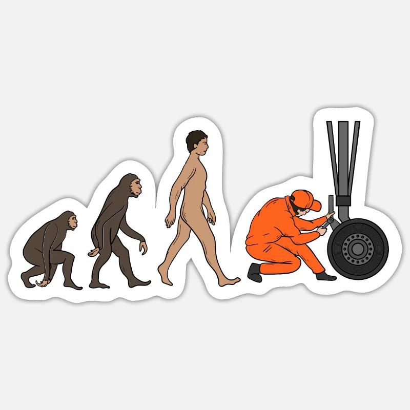 Evolution du mécanicien d'aéronef - Sticker taille S (10 x 10 cm) - blanc mat
