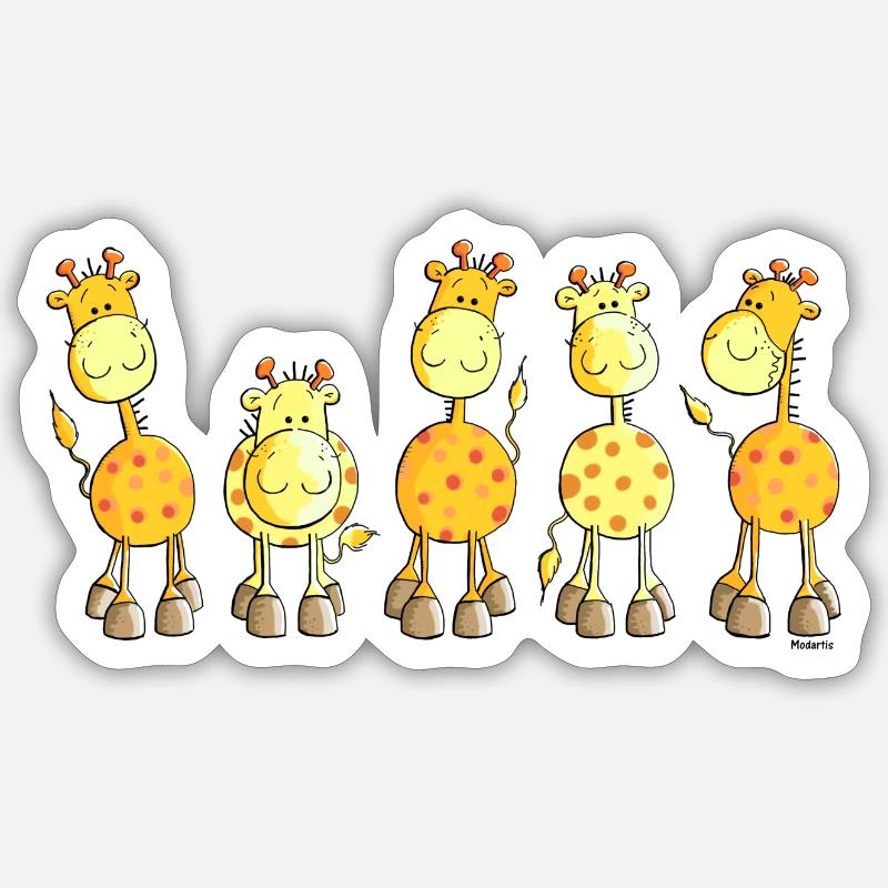 Funny Giraffes - Giraffe - Sticker Größe S (10 x 10 cm) - Mattweiß